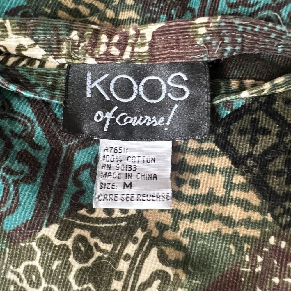 Koos Size Medium Pattern/Tan Reversible Corduroy … - image 6